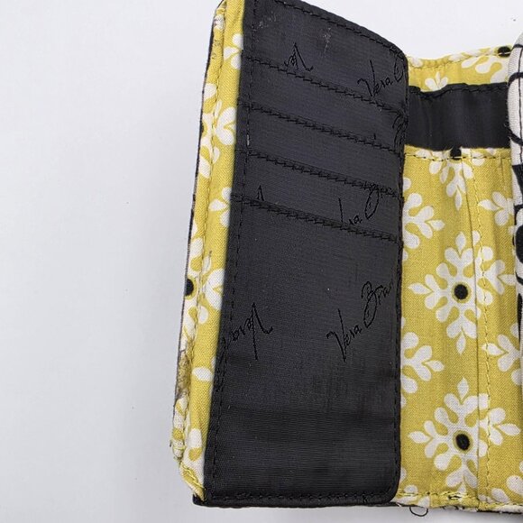 Vera Bradley Wallet Womens Black Gray Yellow Quilted Trifold Snap Zip Coin ID - Picture 5 of 8